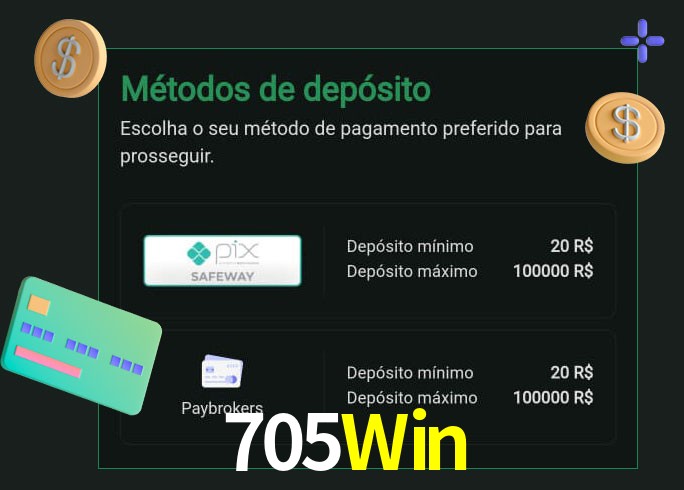 O cassino 705Win oferece uma grande variedade de métodos de pagamento